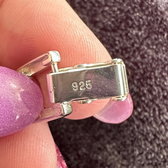 Pink opal and sterling silver bracelet - Picture 11 of 14